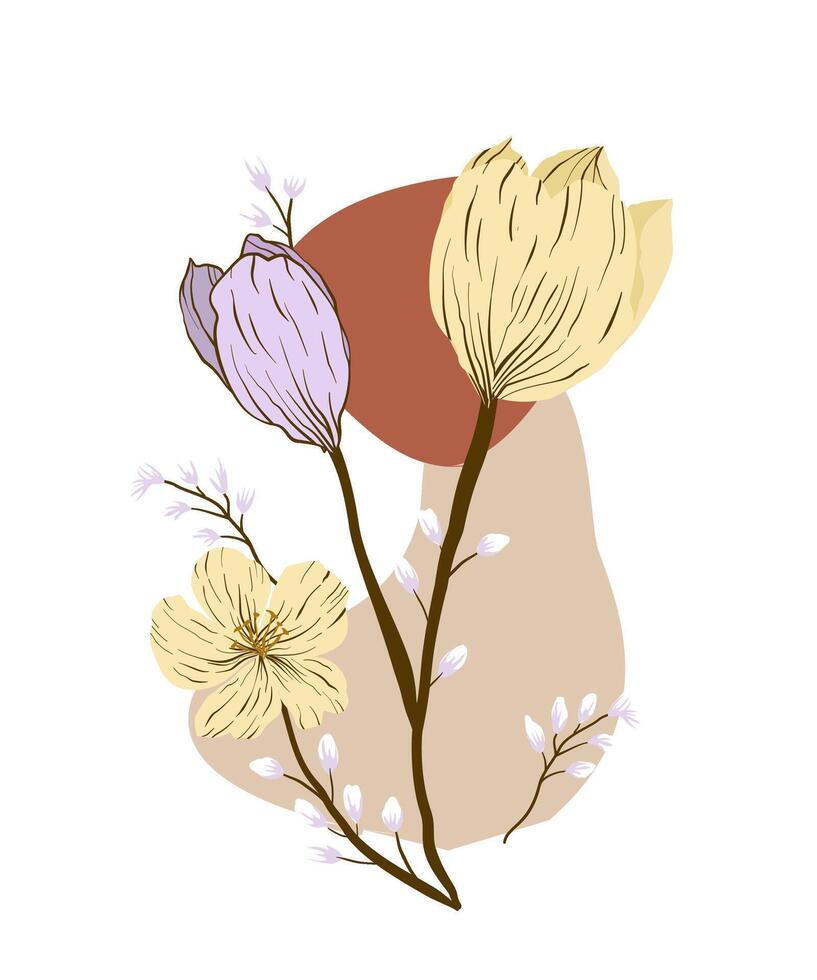 abstract flora simple background. hand draw illustration. minimal trendy style with cop space for texture. illustration for your design vector