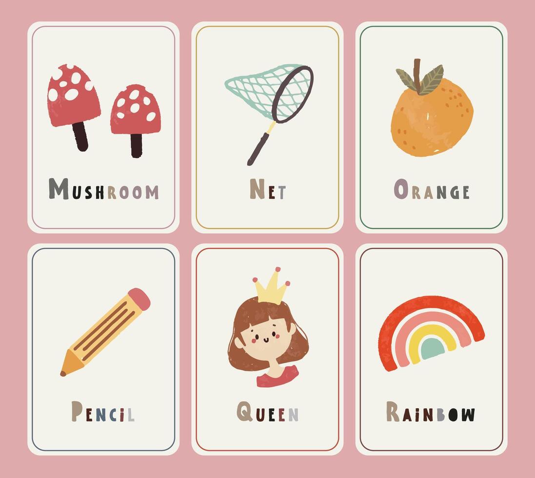 fun learning cute colorful kids alphabet flashcard education worksheet printable activity vector