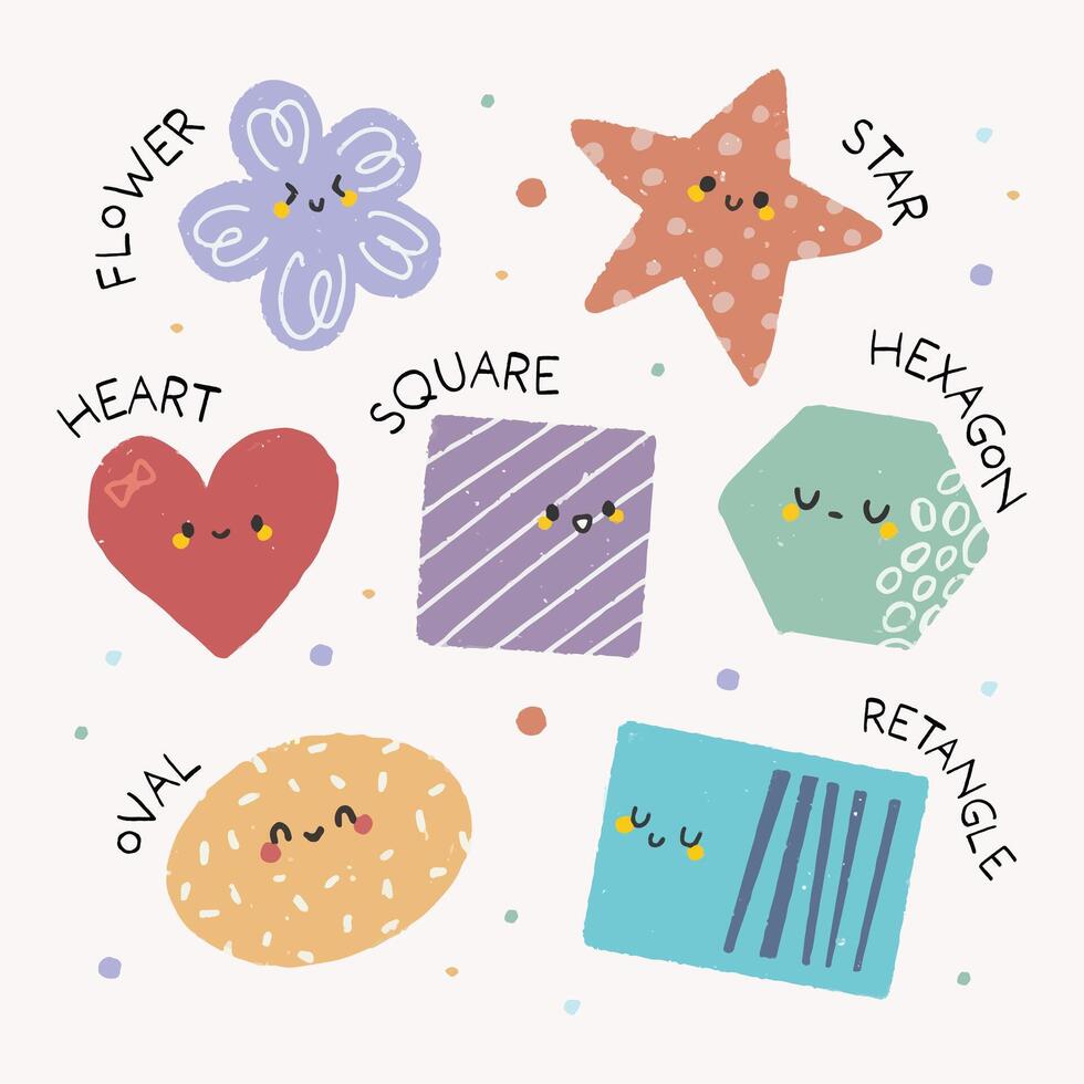 flat design cute colorful shape poster vector