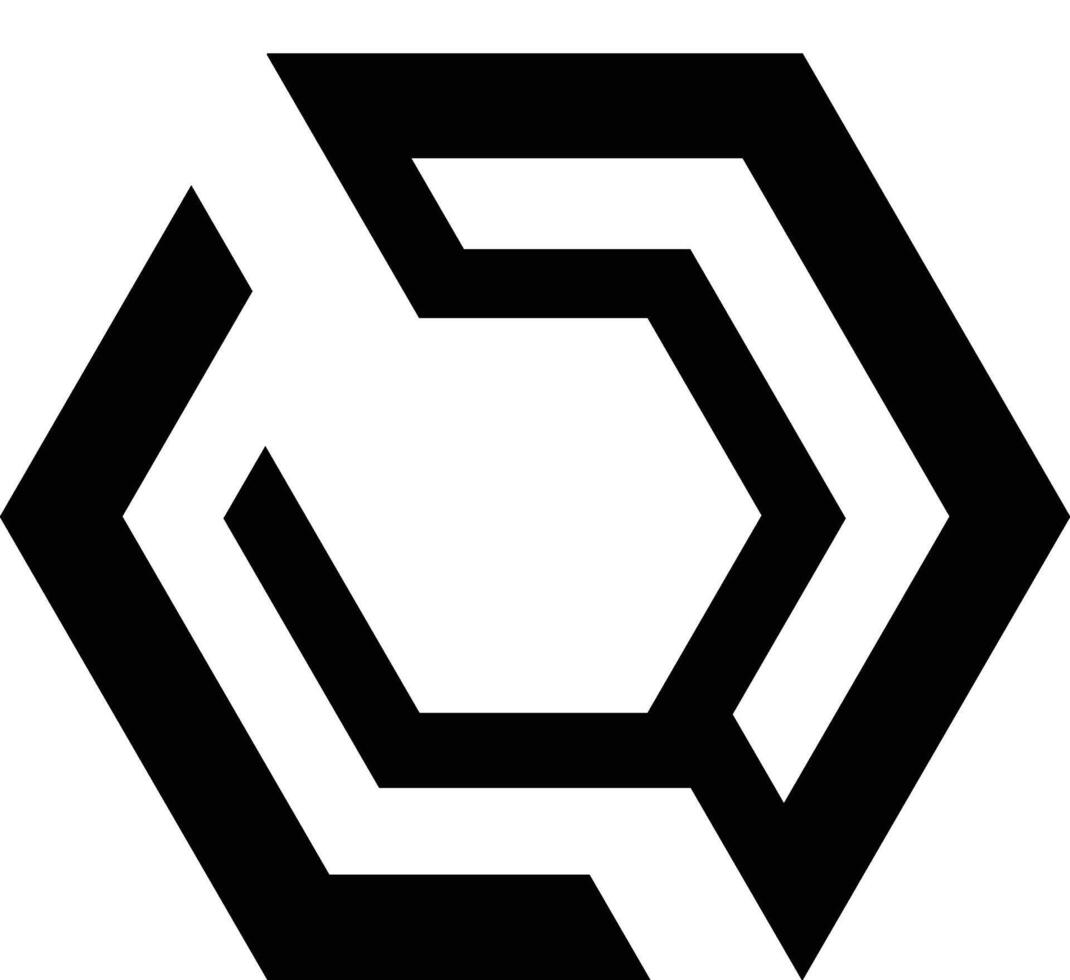a black hexagon with a white background vector