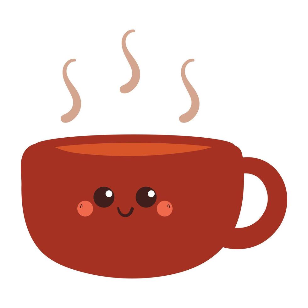 cute hand drawing cartoon a cup of hot beverage. cute drink sticker, doodle vector
