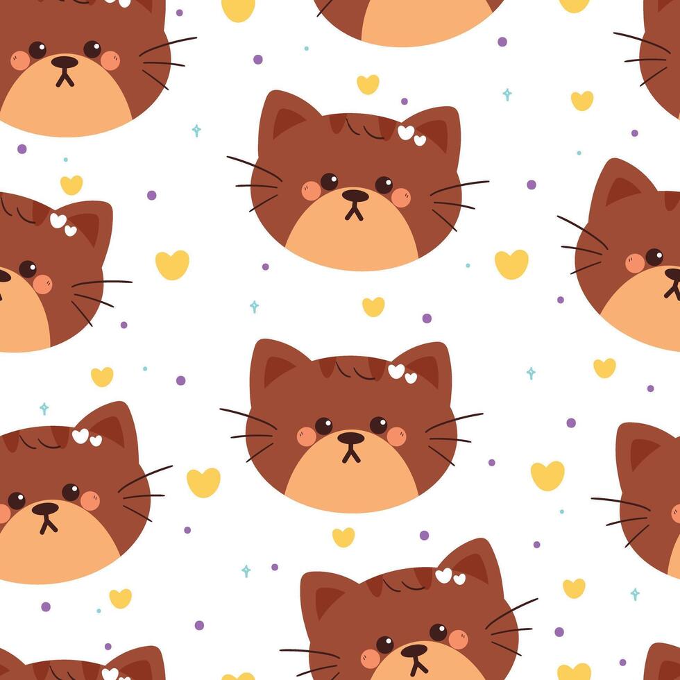 seamless pattern cartoon cat. cute animal wallpaper for fabric print, gift wrap paper vector
