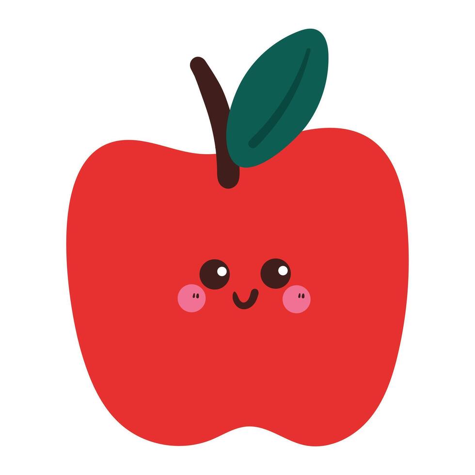 cute hand drawing cartoon apple sticker. cute apple character drawing for sticker, doodle vector