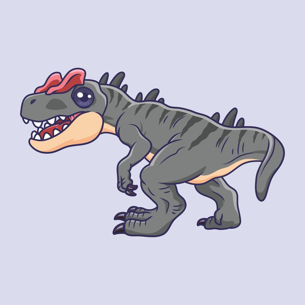 Cute dinosaur Allosaurus cartoon character Illustration. vector