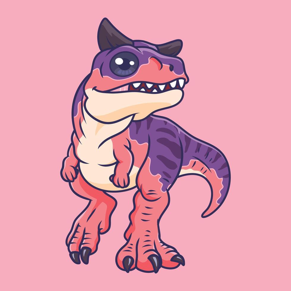Cute dinosaur Carnotaurus cartoon character Illustration. vector