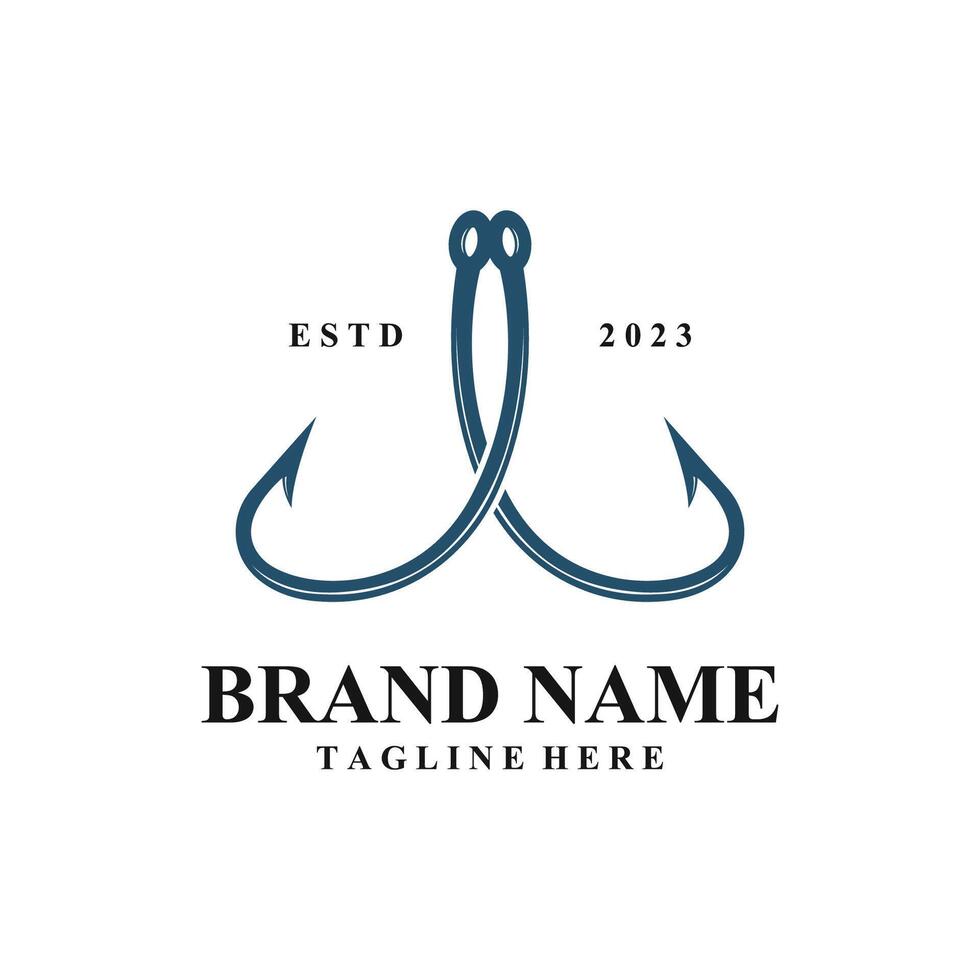 Fishing Hook Logo Silhouette Icon vector
