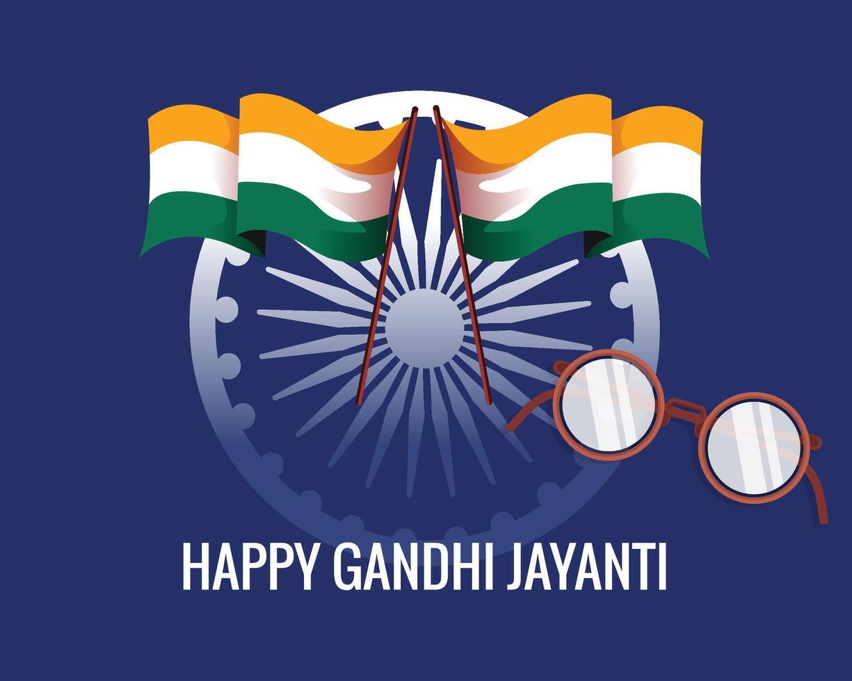 Gandhi Jayanti 2 October. Concept for Gandhi Jayanti. Ashoka Chakra is used in charkha vector