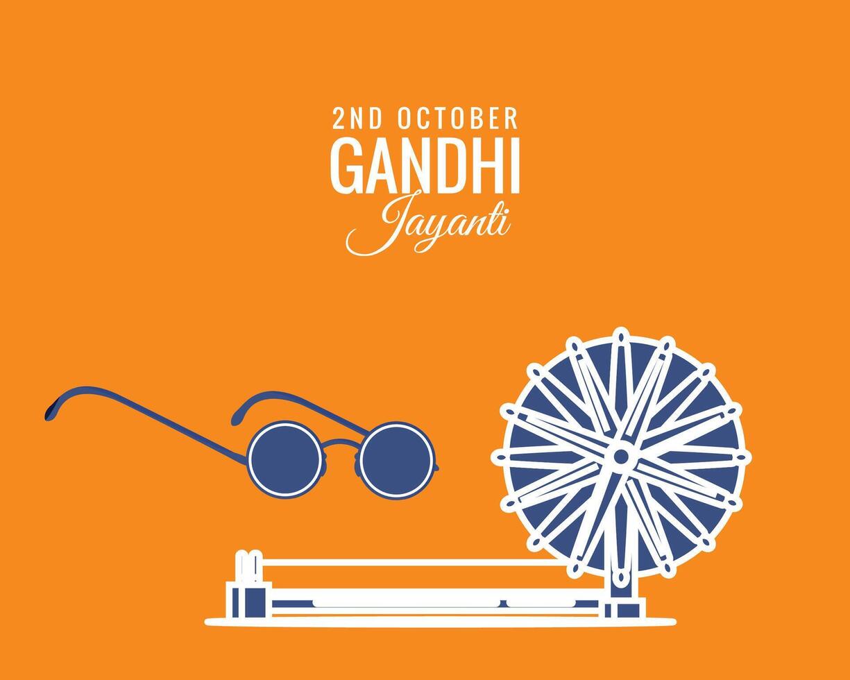 Gandhi Jayanti 2 October. Concept for Gandhi Jayanti. Ashoka Chakra is used in charkha vector