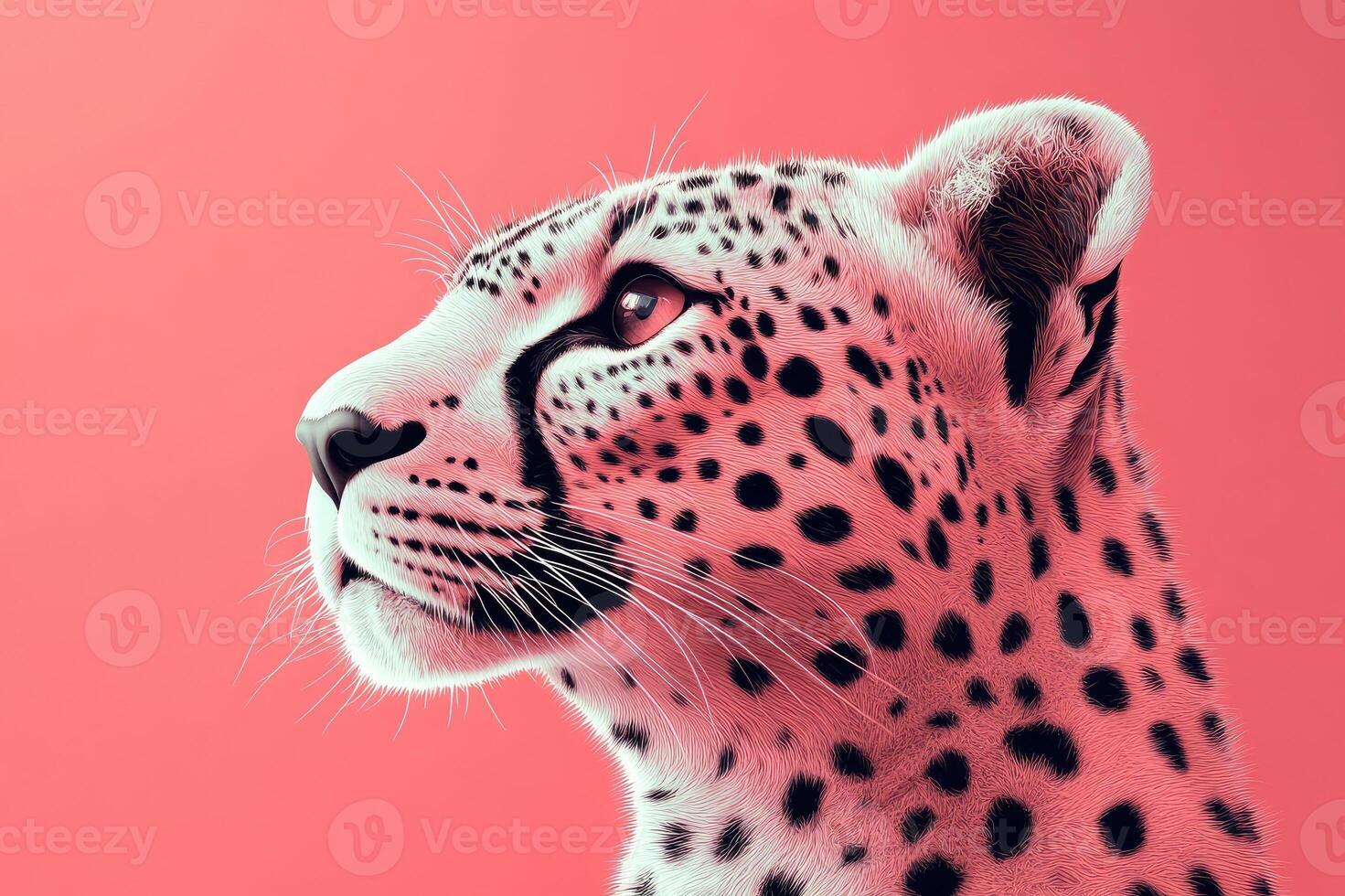 Cheetah portrait posing on a pink background photo