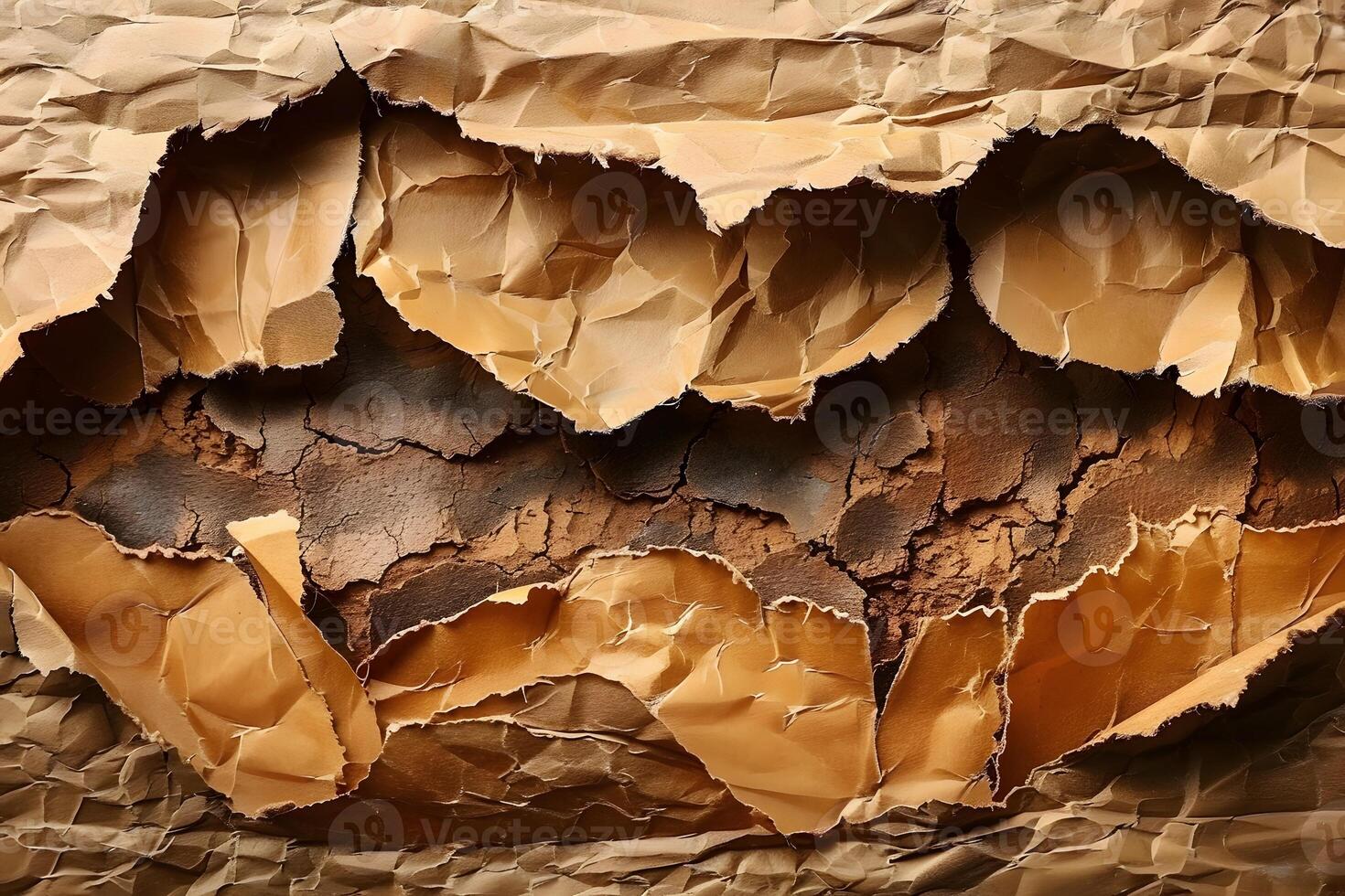 Textured Abstract Art with Torn and Cracked Paper Layers for Modern Interior Design photo