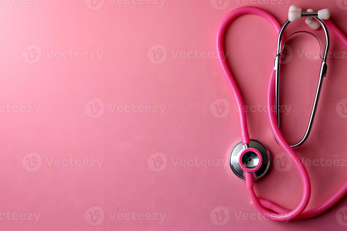 Pink Stethoscope on Pink Background for Medical and Healthcare Design, Card, Poster photo