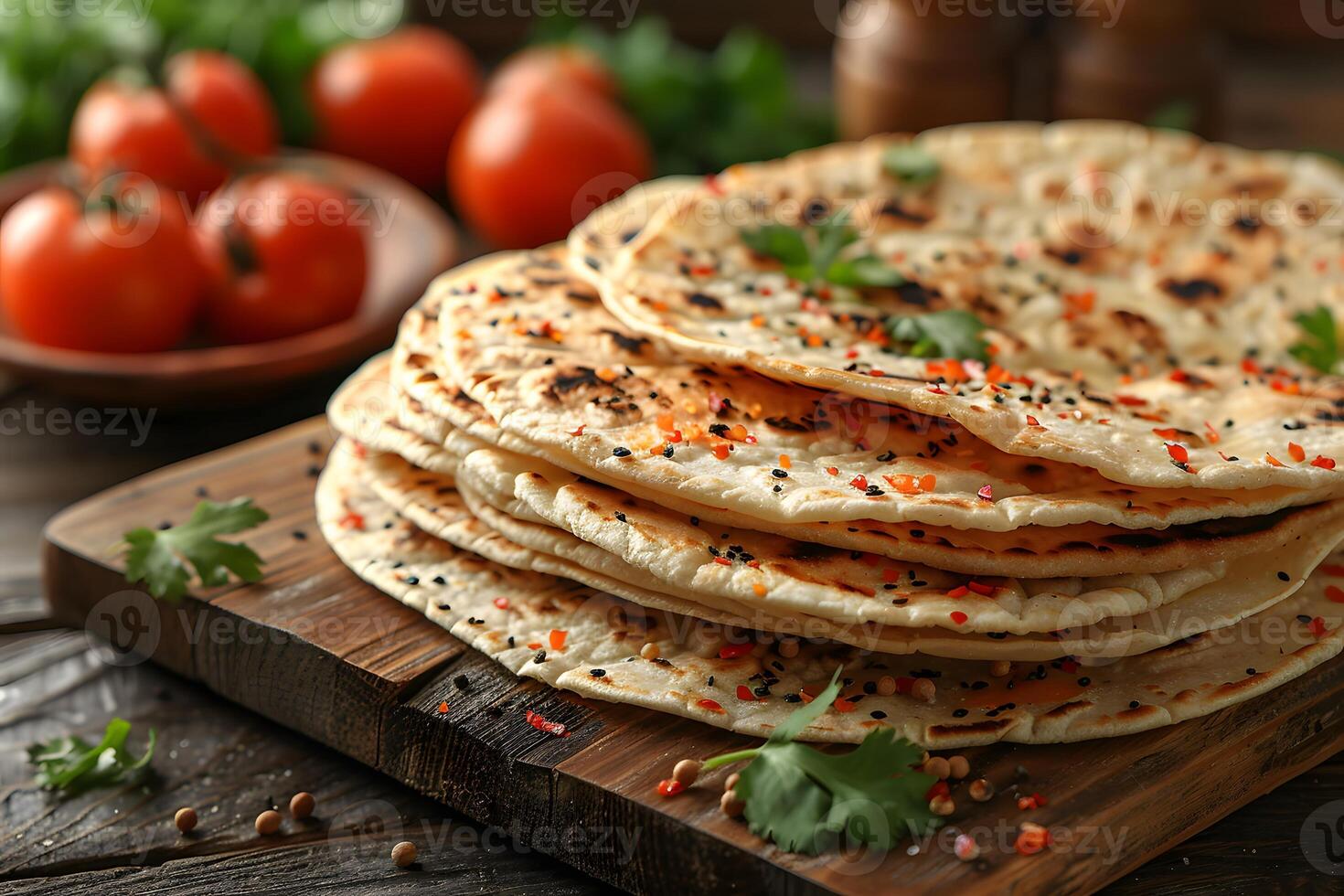 Freshly Prepared Flatbread with Spices and Herbs - Ideal for Culinary Blogs and Food Photography photo