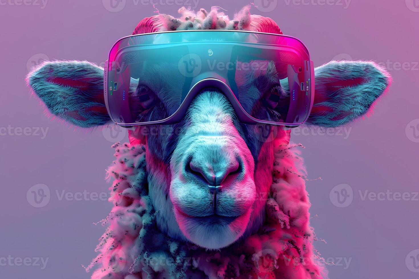 Futuristic Sheep with VR Headset - Modern Technology Concept for Innovative Design photo