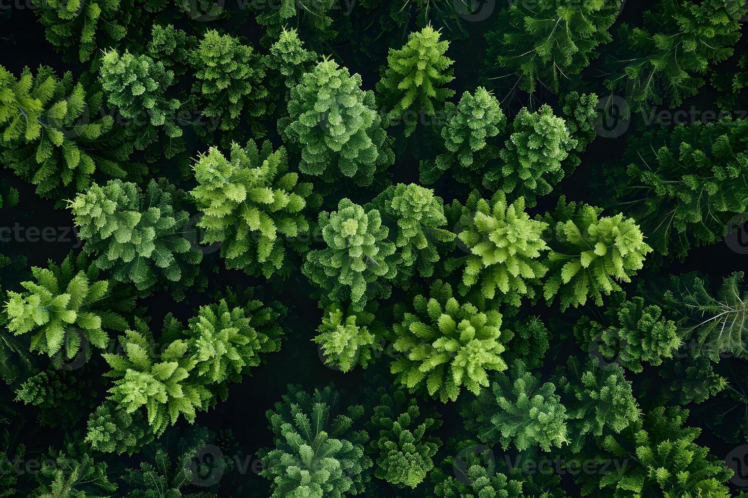 Lush Evergreen Forest Canopy - Aerial View for Nature, Environmental, and Conservation Projects photo