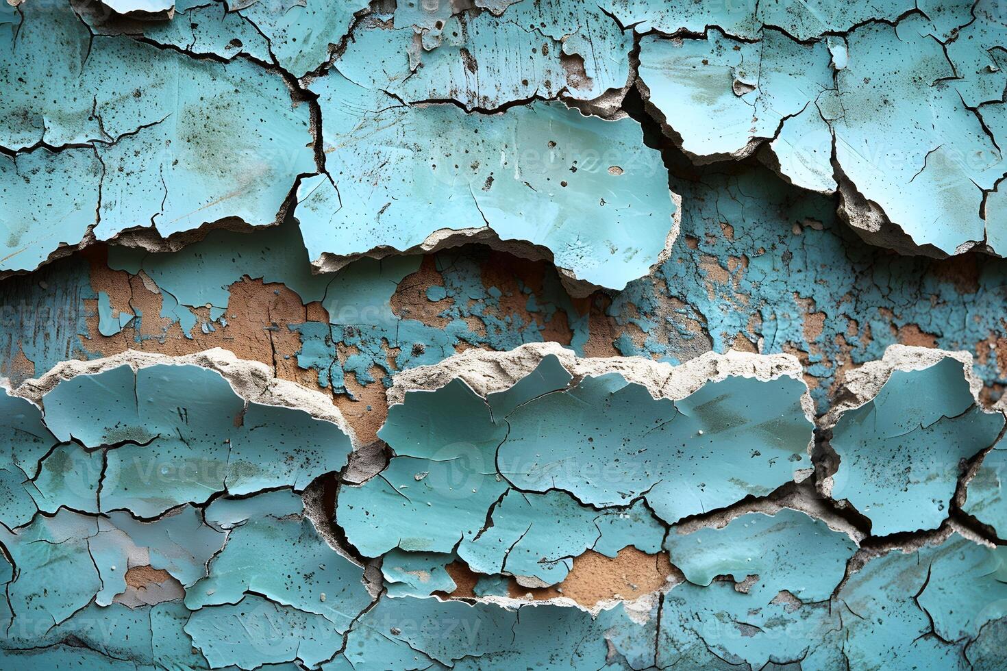 Chipped Blue Paint on Textured Wall - Vintage Decay, Rustic Background for Artistic Design photo