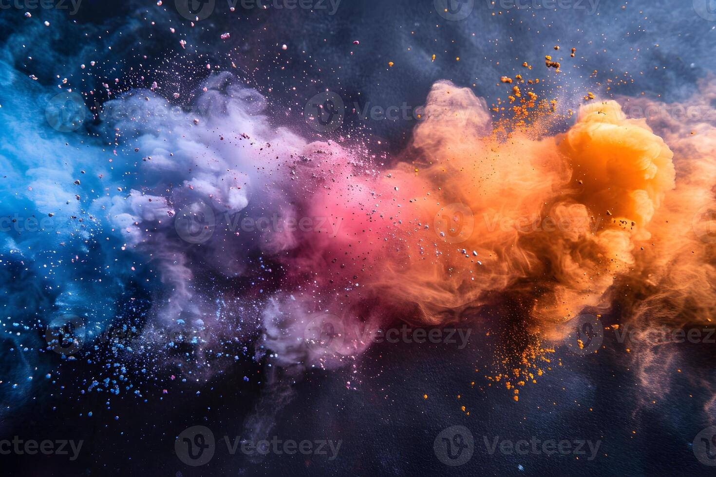Colorful Explosion of Powder in the Air - Abstract Art and Design Background photo
