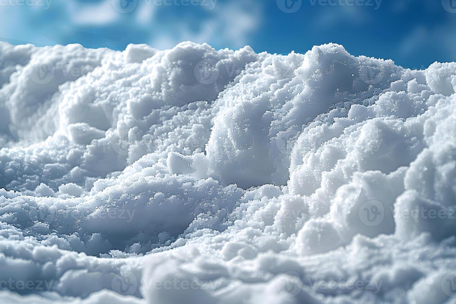 Close-Up of Snowy Landscape Under Blue Sky - Winter Background for Seasonal Design photo
