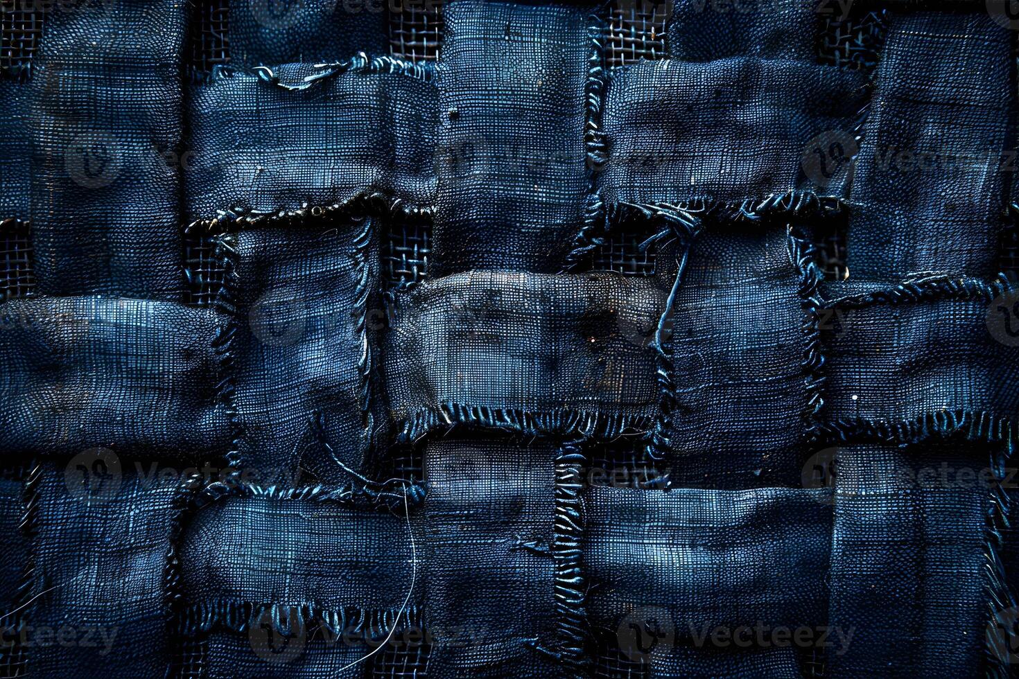 Detailed Texture of Blue Woven Fabric with Raw Edges for Design, Textile Art, Craft Projects photo