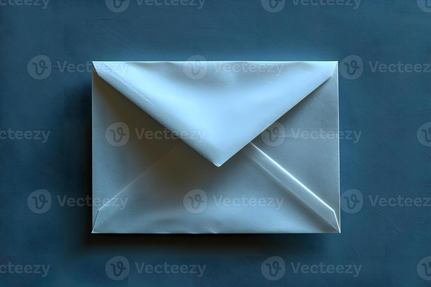 Clean White Envelope on Blue Background for Stationery, Mailing, or Invitations photo