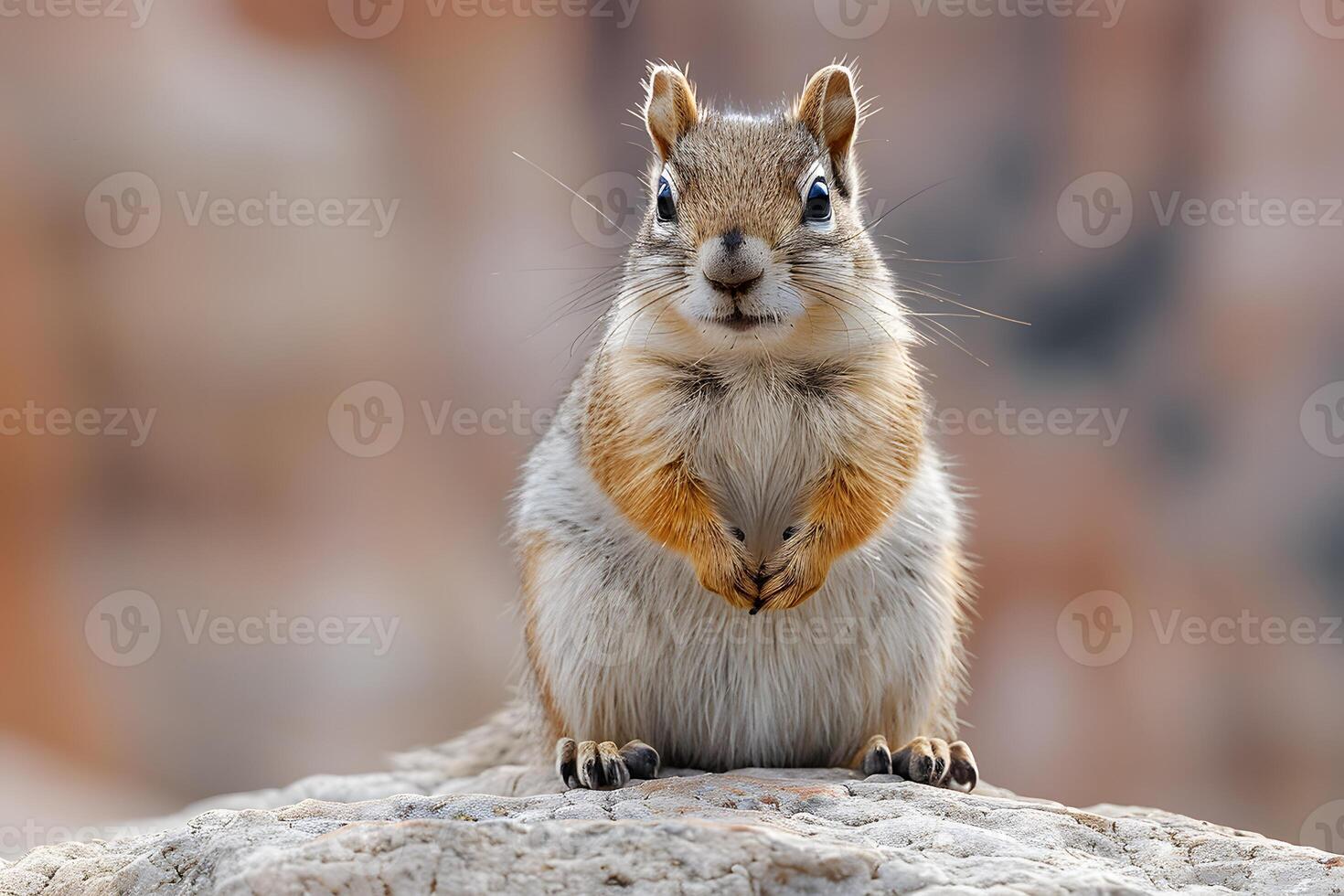 Adorable Squirrel on Rocky Surface with Blurred Background - Wildlife Photography for Nature Prints and Posters photo