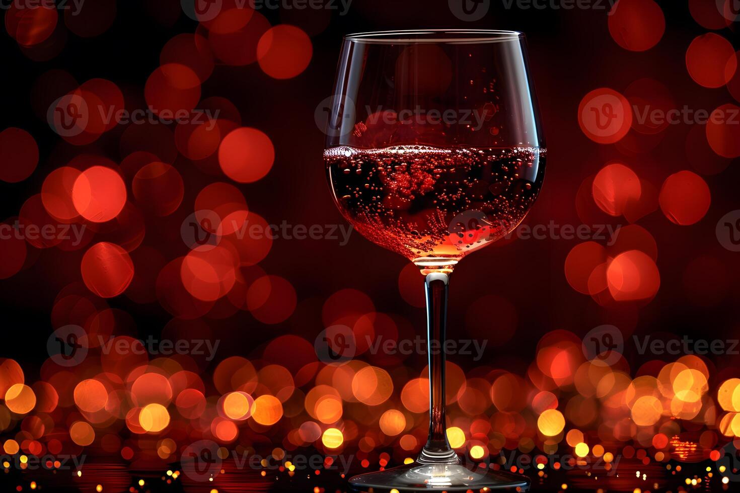Luxury Wine Glass with Red Bokeh Background - Perfect for Celebrations and Evening Ambiance photo