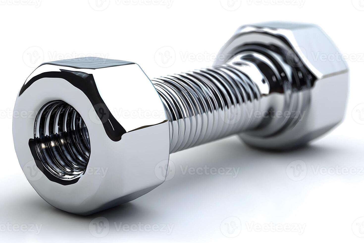 Shiny Metal Nut and Bolt Close-Up - Industrial Hardware for Construction and Engineering Projects photo