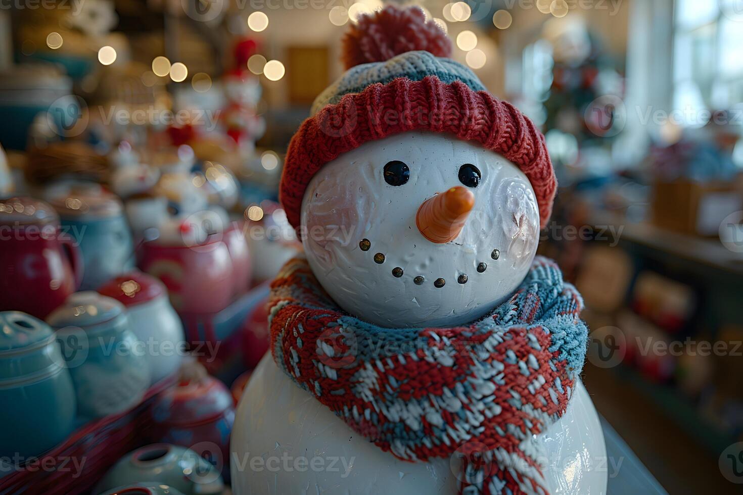 Festive Snowman Decoration in Cozy Store - Christmas Holiday Decor for Home or Gift Shops photo