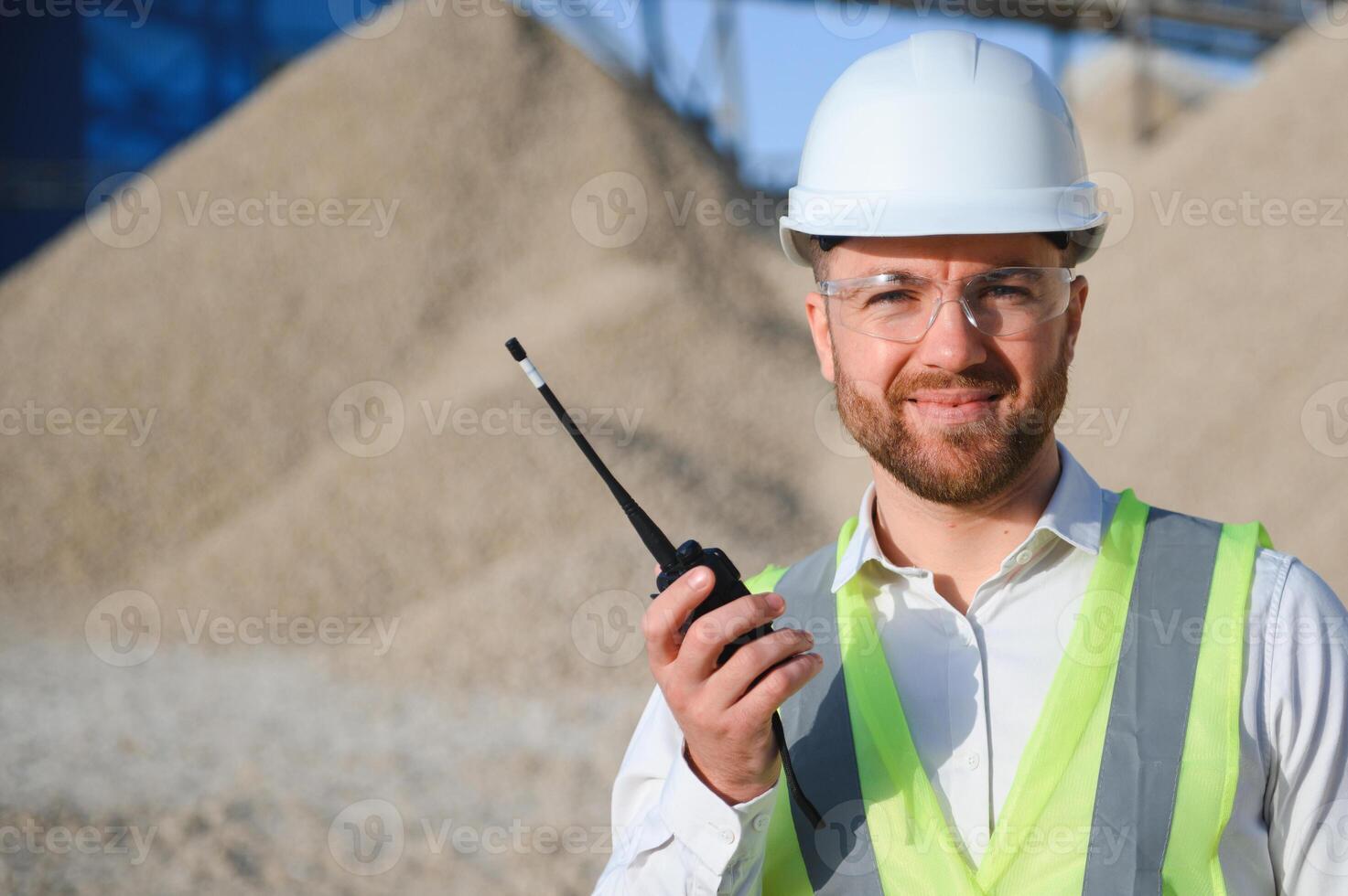 Engineer of industry lab control quality of gravel photo