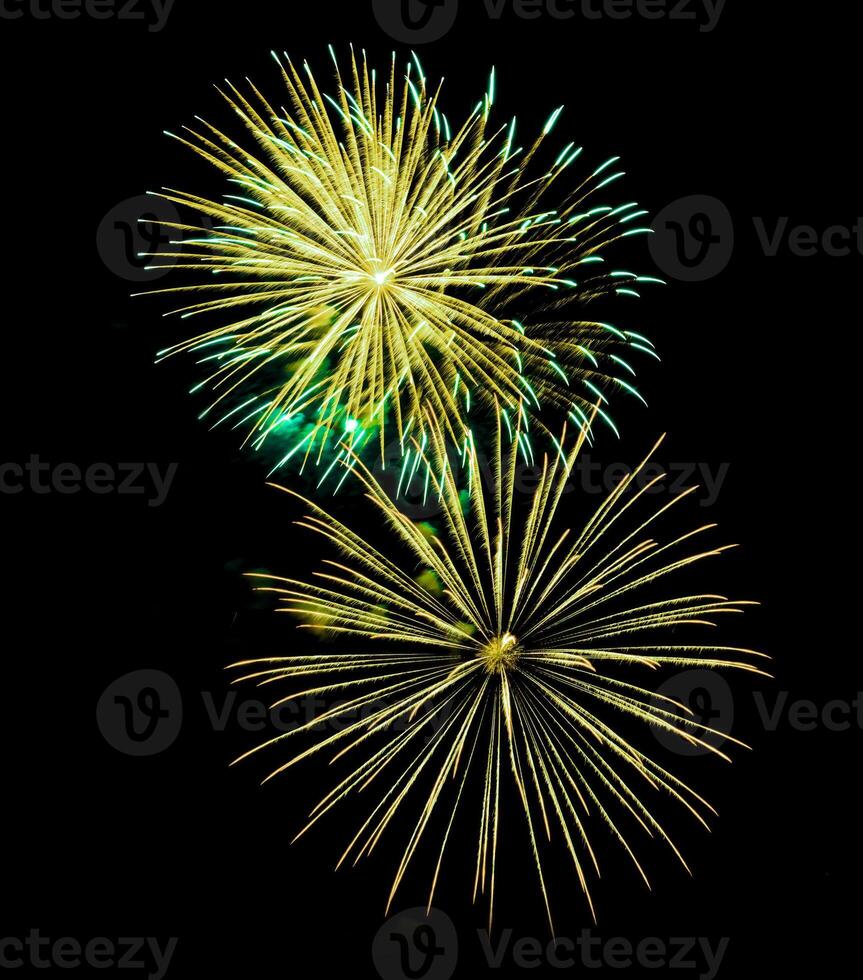 Colorful fireworks isolated on black background. photo