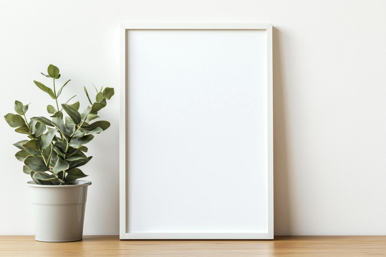 Vertical frame for mockup. room interior with mock up photo frame.