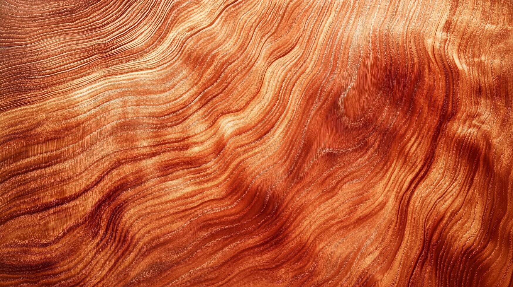 A wooden surface with a brown color. The surface has a wavy texture, and it is a piece of wood with a natural grain. photo