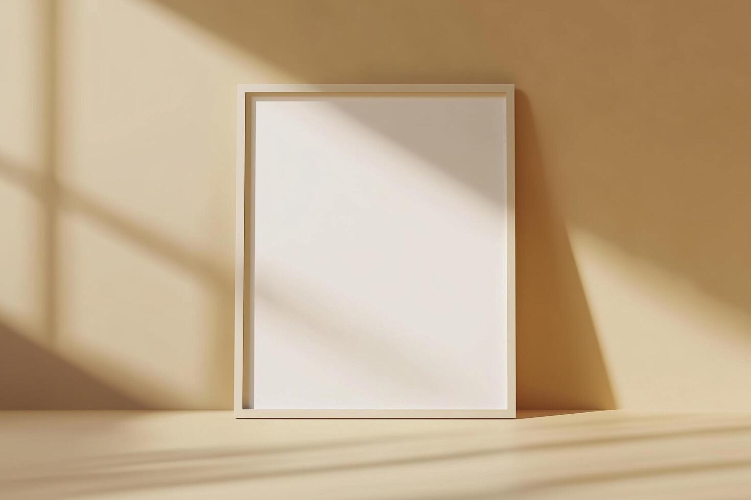Vertical frame for mockup. room interior with mock up photo frame.