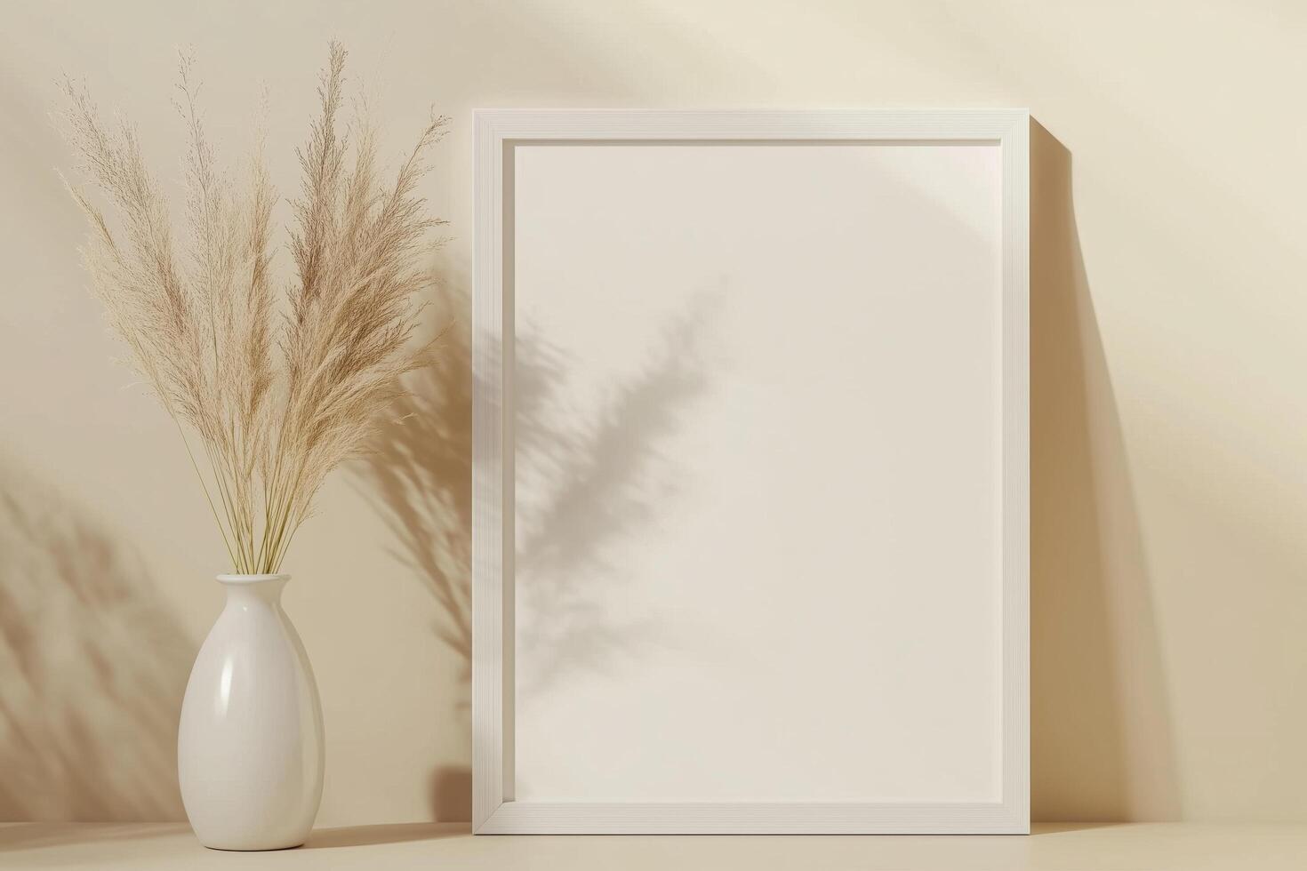 Vertical frame for mockup. room interior with mock up photo frame.