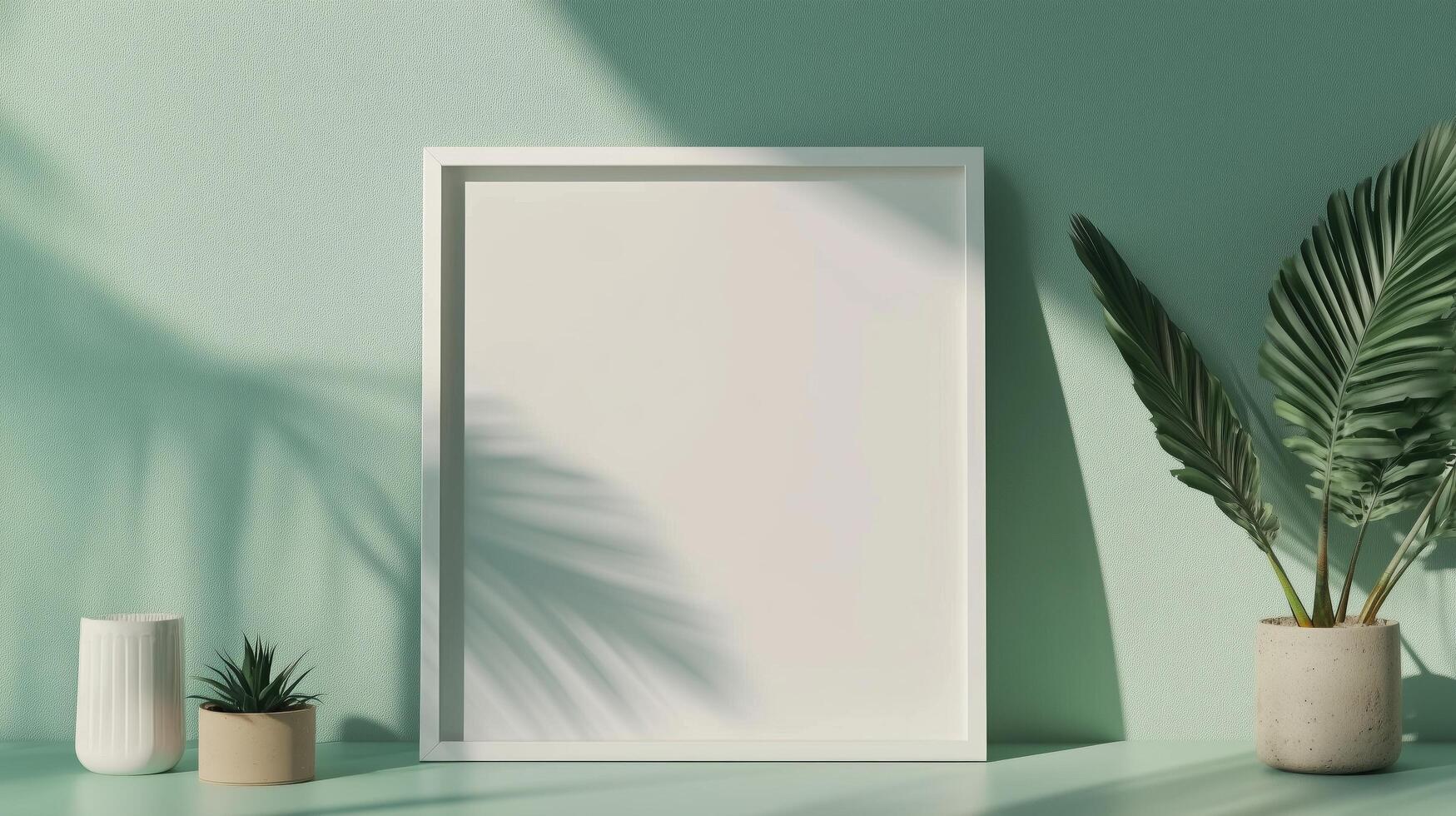 Vertical frame for mockup. room interior with mock up photo frame.