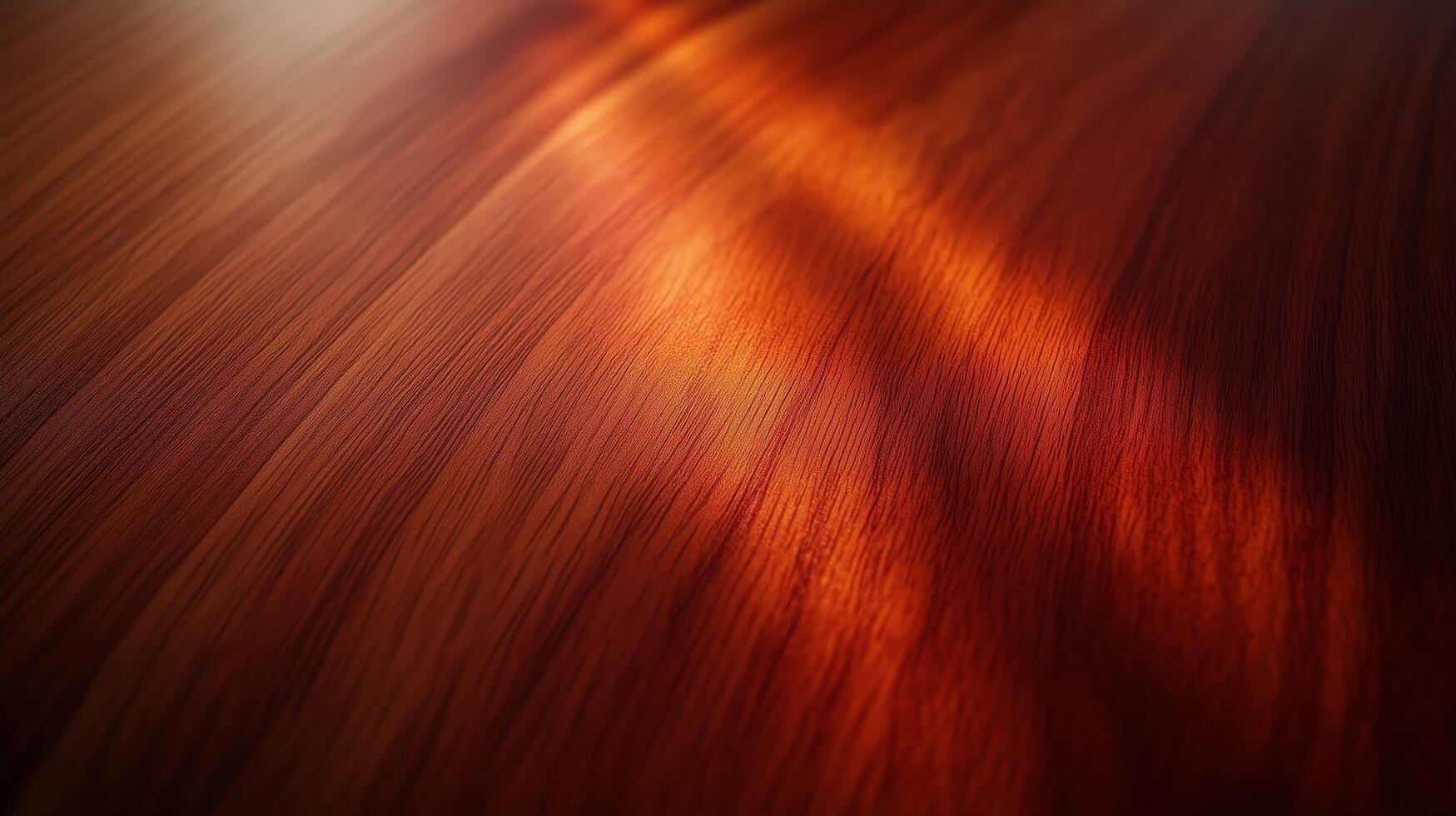 A wooden surface with a red hue. The wood grain is visible, and the surface appears to be a tablee. photo