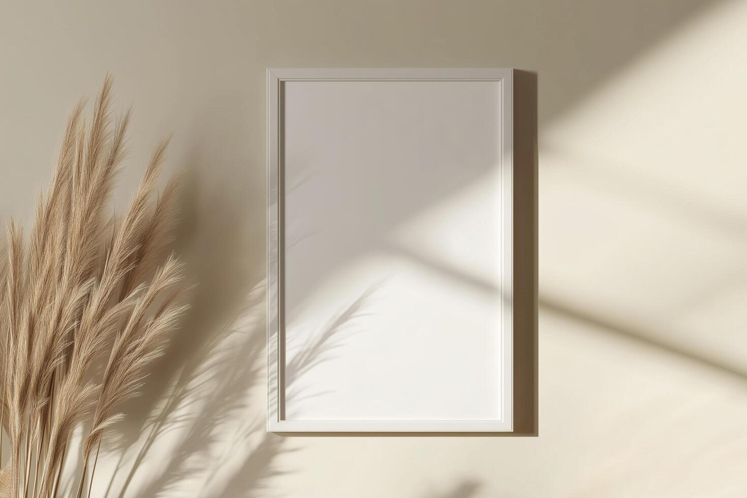 Vertical frame for mockup. room interior with mock up photo frame.