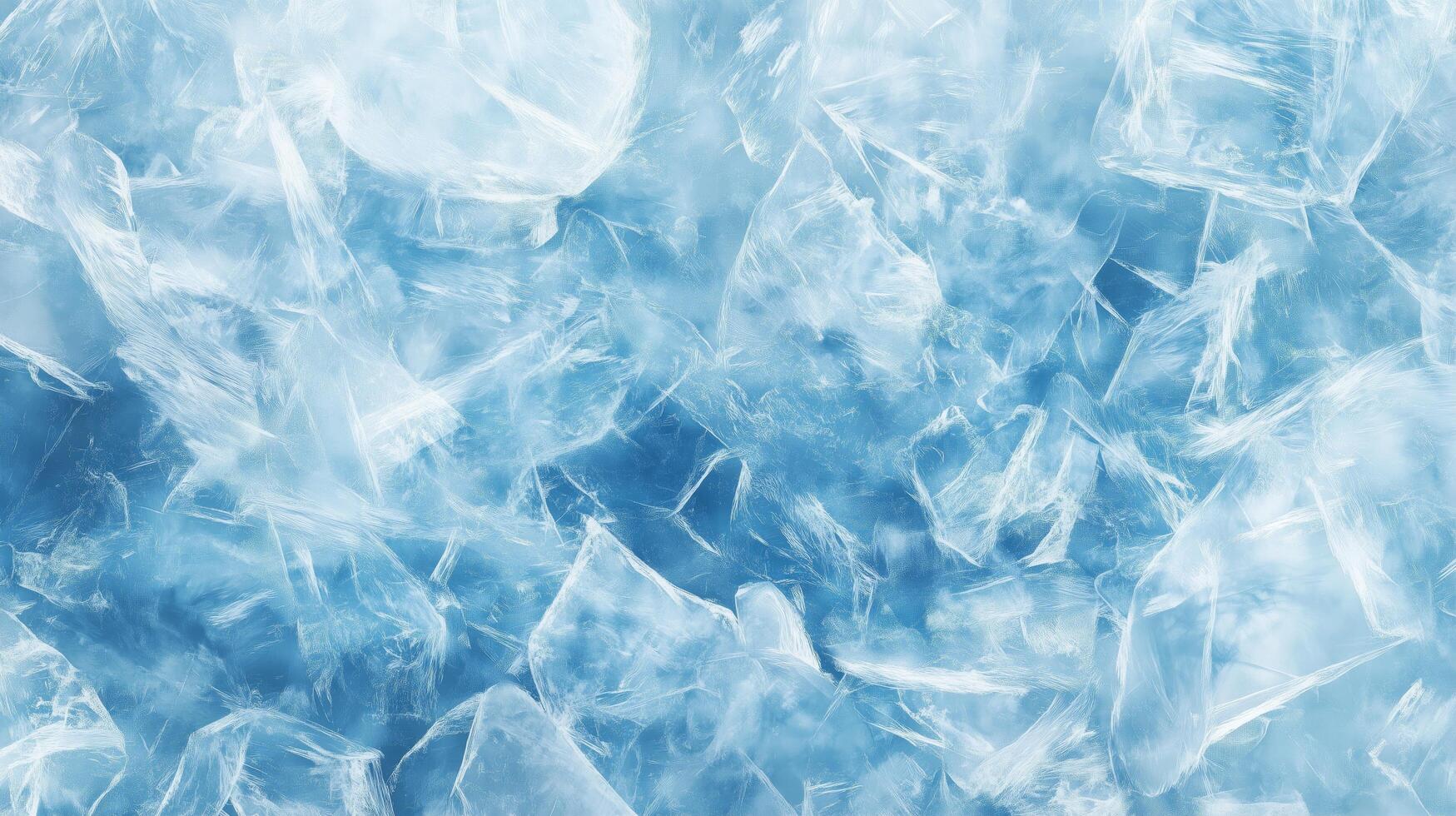 A blue background with ice cubes scattered throughout. The ice cubes are in various sizes and shapes. photo