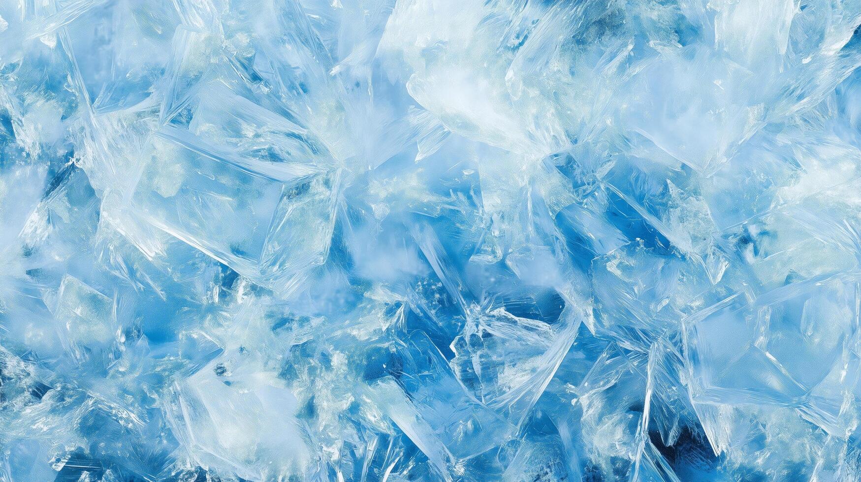 A blue background with ice cubes scattered throughout. The ice cubes are in various sizes and shapes. photo