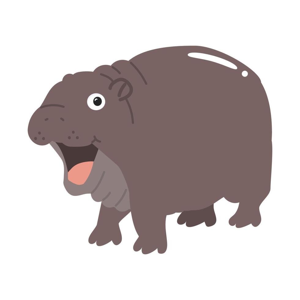 Cartoon baby hippo doodle character vector