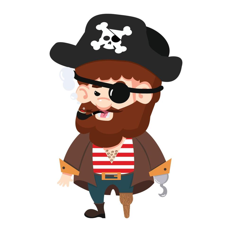 Cute pirate Captain character cartoon vector