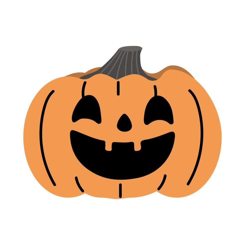 Halloween pumpkin in cartoon flat vector