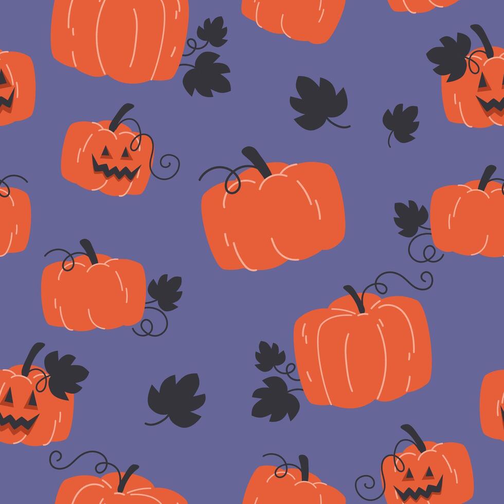 Halloween seamless pattern of pumpkin lanterns vector