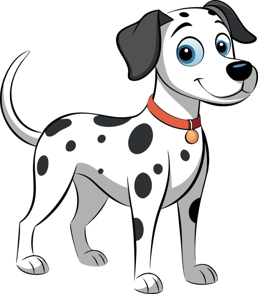 A cartoon dog with a red collar and black and white spots vector