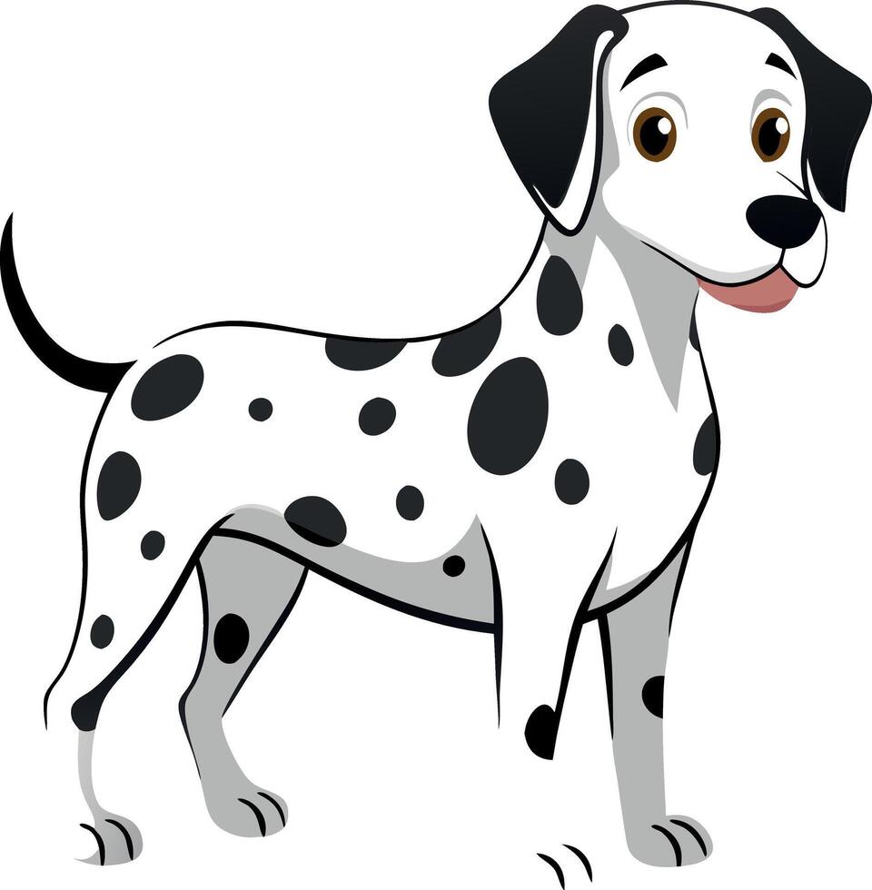 A cartoon dog with a black and white coat and black spots vector