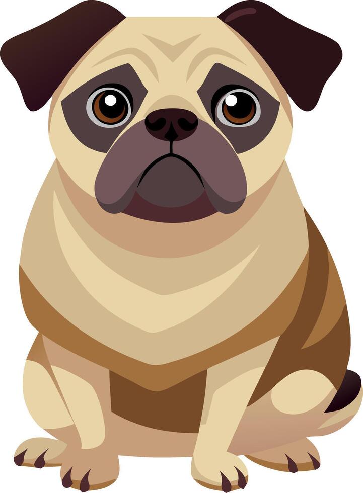 A cartoon dog with a sad expression sits on a white background vector
