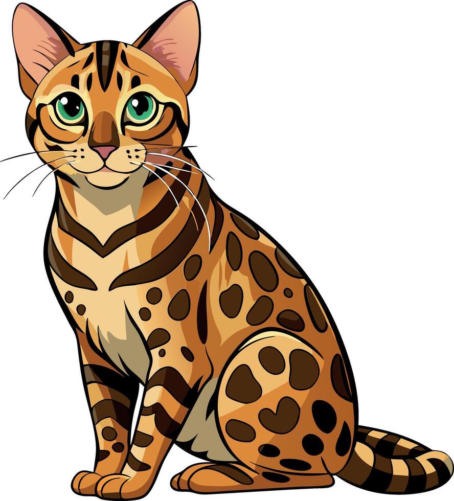 A cat with green eyes sits on a white background vector