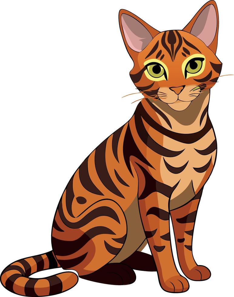 A cat with a yellow face is sitting on a white background vector