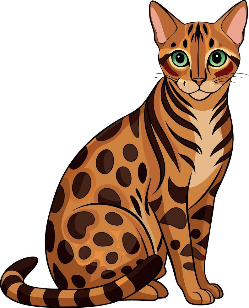 A cat with green eyes sits on a white background vector