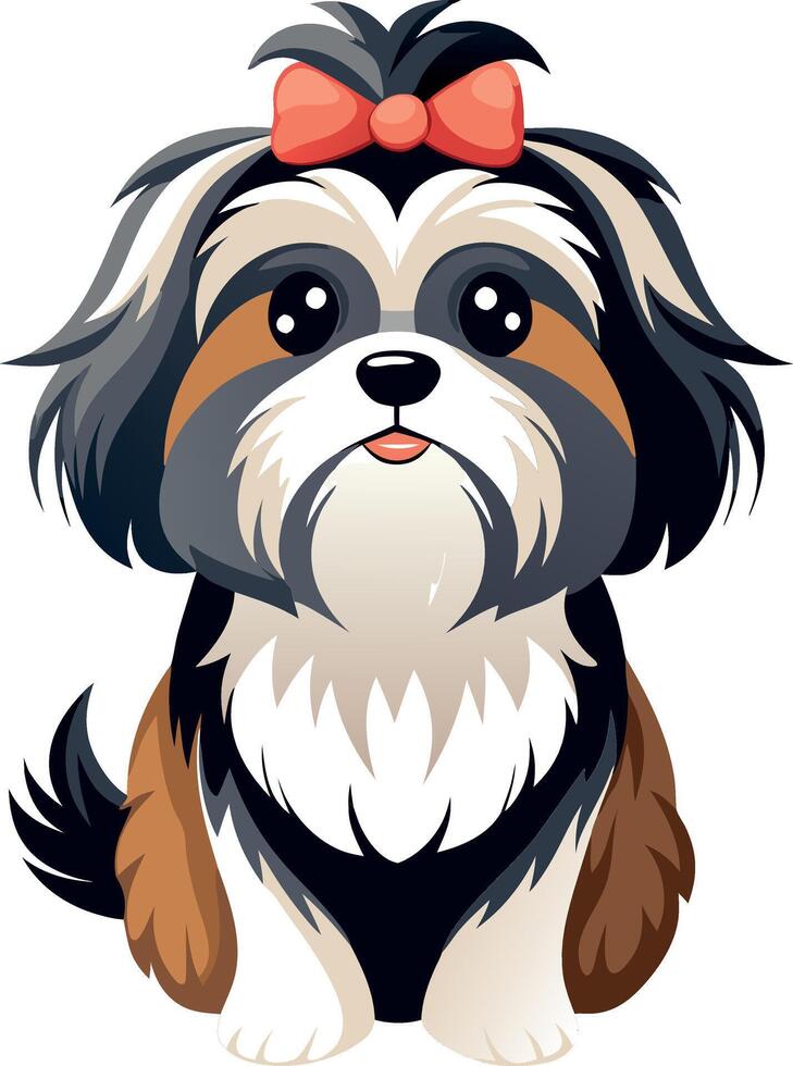 A cute dog with a pink bow on its head vector