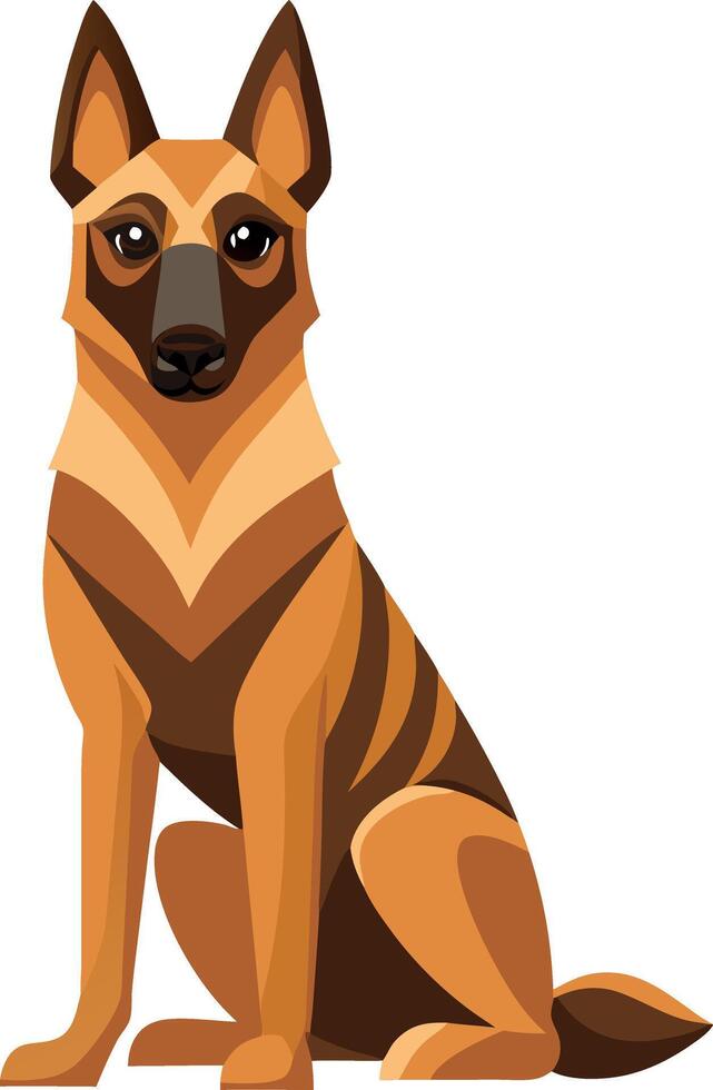 A brown and tan dog is sitting on a white background vector